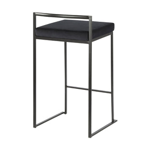 English Elm Contemporary Stackable Steel Counter Stools Padded Fabric Seats for Kitchen Islands Set of 2 B202P222009