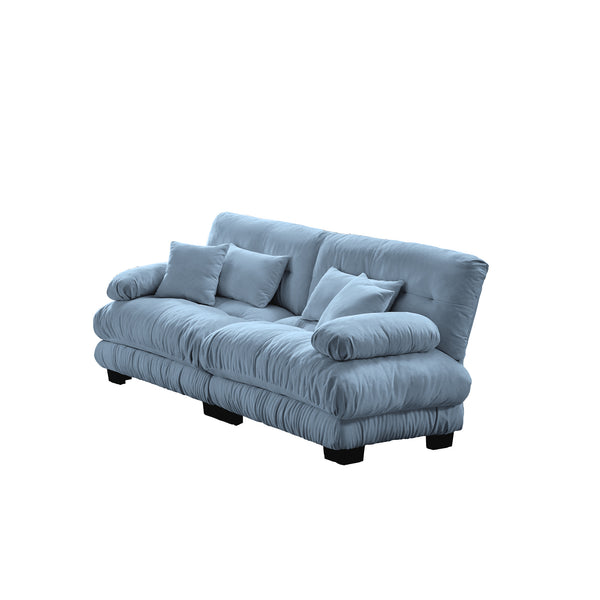 English Elm Cloud 2-Seater Chenille Sofa – Cozy Vintage Charm With Lumbar & Throw Pillows For Stylish Comfort W714S01079