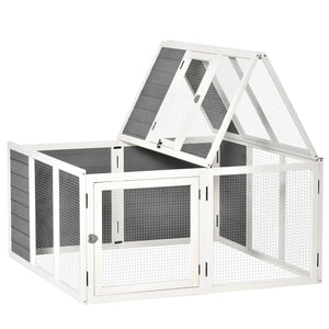 English Elm Pawhut Wooden Outdoor Rabbit Hutch With Foldable Top, Spacious Design For 1-4 Rabbits & Guinea Pigs W2225P217661-GIGA