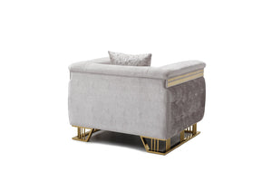 English Elm Rebecca Oversized Tufted Accent Chair Silver Fabric Gold Legs Hollywood Regency Glam B078P468201