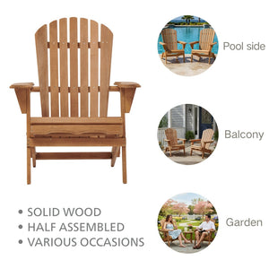 English Elm Outdoor Solid Hemlock Adirondack Chair Set Two Foldable Slatted Patio Seats W2640P400927