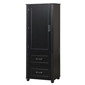 English Elm Tall Bathroom Storage Cabinet - Stylish Freestanding Unit With Two Drawers & Adjustable Shelf, Black N725P241045B-GIGA