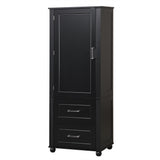 English Elm Tall Bathroom Storage Cabinet, Freestanding Storage Cabinet With Two Drawers and Adjustable Shelf, Mdf Board With Painted Finish, Black