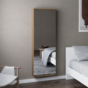 English Elm Wall Mounted Shoe Rack with Mirror Chimg Macadamia Beige — Space-Saving 10-Pair Organizer, 54.3" H B092P309187