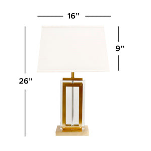 Pasargad Astoria Glass & Steel Table Lamp - Elegant H26" Marble Base With Gold Accents For All Décor Clear Glass & Steel Pmt-30147