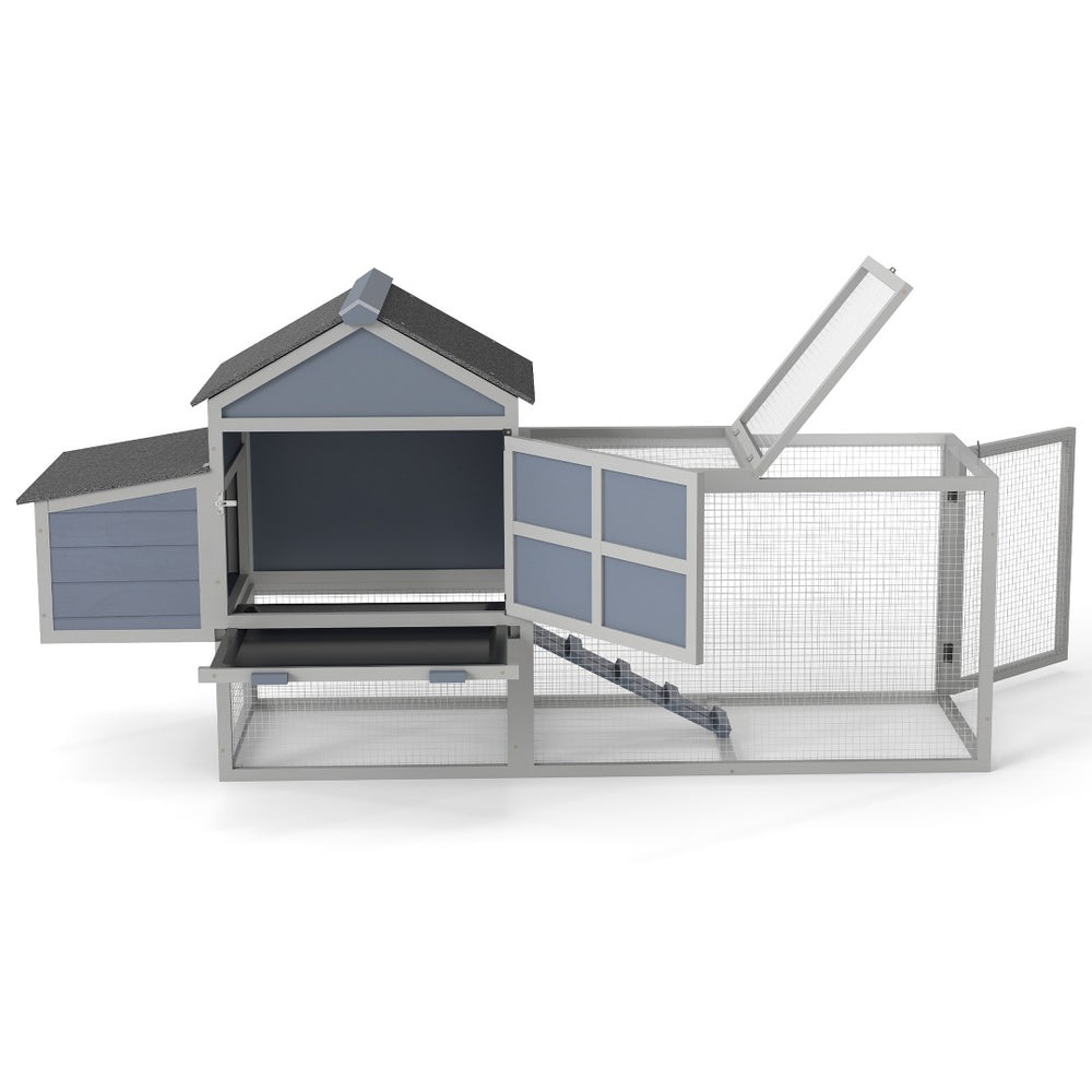 English Elm Outdoor Pinewood Hen House with Nesting Box Run Ramp and Waterproof Asphalt Roof W2181P356236