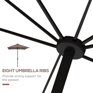 English Elm Outsunny 9' X 7' Solar Led Patio Umbrella With Crank & Tilt - Perfect For Garden, Deck, Poolside Fun! W2225P174172-GIGA