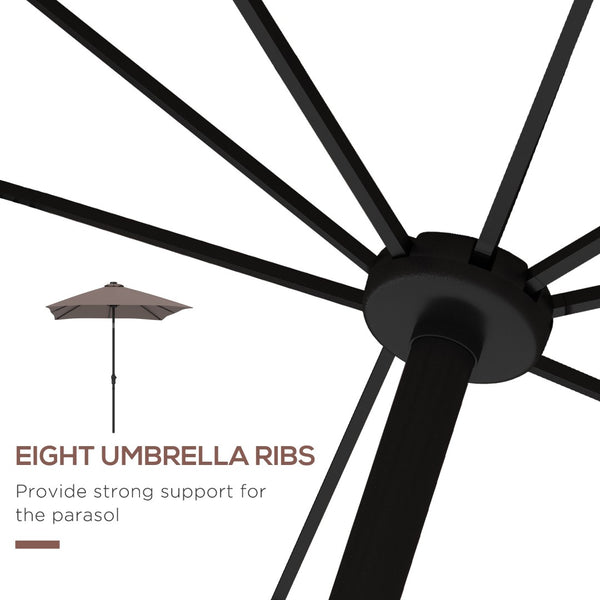 English Elm Outsunny 9' X 7' Solar Led Patio Umbrella With Crank & Tilt - Perfect For Garden, Deck, Poolside Fun! W2225P174172-GIGA