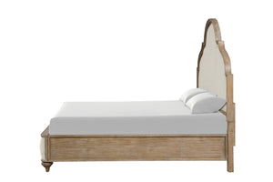 English Elm Gorgeous Transitional Queen Bed with Solid Wood Frame, Upholstered Headboard, Unique Legs, Elegant Statement Oak,Rustic 85 L x 13 W x 7 H B2741S00416