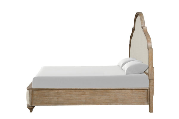 English Elm Rustic Oak 3-Piece Eastern King Bed Set With Upholstered Headboard & Nightstands - Timeless Elegance B2741S00418-GIGA