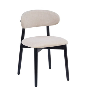 English Elm Beige Cotton Linen Armless Dining Chairs with Oak Legs Ergonomic Set of 2 W5815P476383