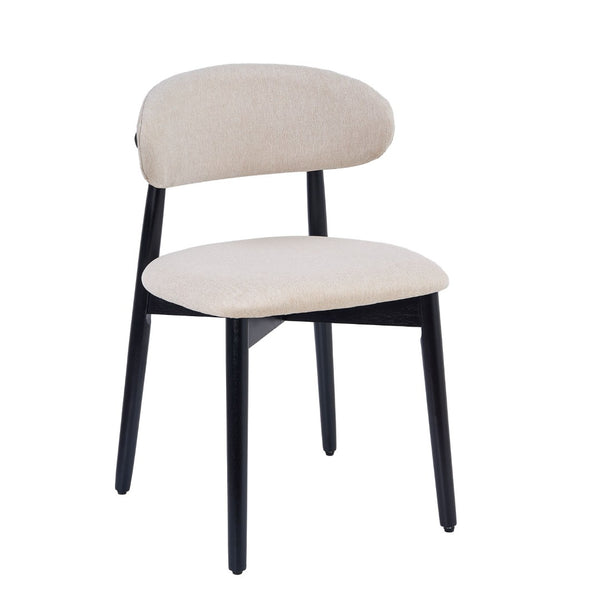 English Elm Beige Cotton Linen Armless Dining Chairs with Oak Legs Ergonomic Set of 2 W5815P476358