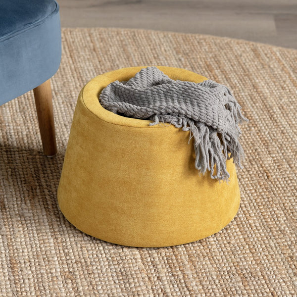 Crestview Collection Modern Mushroom-inspired Ottoman With Hidden Storage - Stylish Spice Yellow Accent For Any Room Yellow Solid Wood Evfzr3908spc