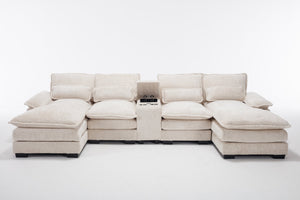 English Elm Modern U-Shaped Sectional Sofa With Usb Ports, Cup Holders & Storage For Ultimate Comfort & Style W2100S00280