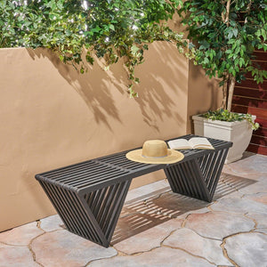 English Elm Metropol Solid Acacia Outdoor Bench with Open Slat Seat and Geometric Hardwood Base N769P371877G