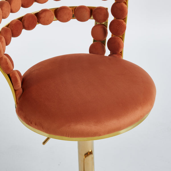 English Elm Modern Marble-Patterned Bar Table Set with 2 Adjustable Stools, Luxe Gold-Finish Bases, Compact Chic Golden W234S00136