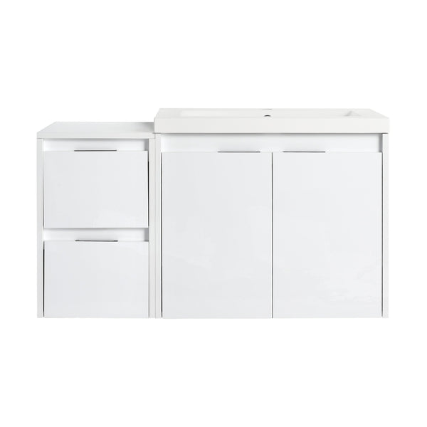 English Elm 36" Bathroom Vanity With Resin Sink, Soft-Close Doors & Side Cabinet For Modern Elegance & Storage W999S00420