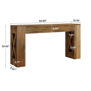 English Elm Sleek Wood Grain Console Table Geometric Base Slim Entryway Sofa Foyer Accent T3971P462744