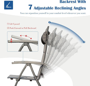 English Elm Patio Folding Chairs Set Of 2 - Lightweight, Ergonomic, Padded Textilene For Ultimate Outdoor Comfort W1859P321619-GIGA