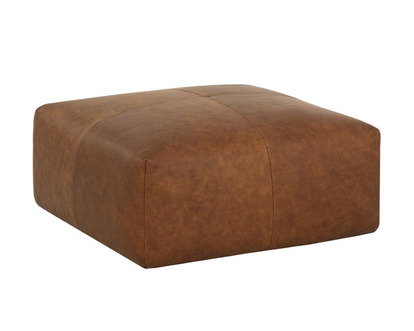 Sunpan ELIO Ottoman in Rich Cognac Leather - Timeless Italian Craftsmanship for Versatile Living Spaces 111265