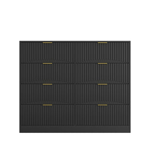 English Elm Modern Six Drawer Chest with Wavy Textured Fronts Sleek Matte Storage for Any Room Black W409P307537