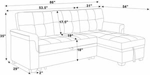 English Elm 86'' Upholstered Pull-Out Sofa Bed with Tufted Linen-Like Fabric, Jumbo Stitch Detail, Convertible Hub Gray B343S00019