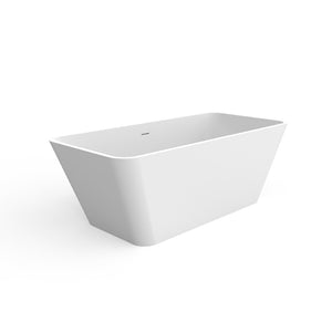 English Elm 67 Inch Stone Resin Freestanding Soaking Tub Matte White Spa Bath for Bathroom W1613P358116