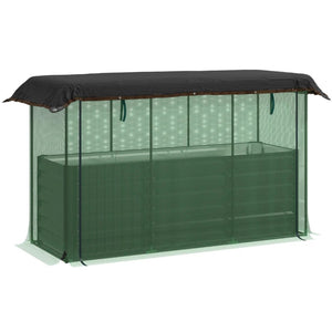 English Elm Galvanized Steel Raised Garden Bed with Hdpe Crop Cage and Shade Cloth Kit T3971P422409