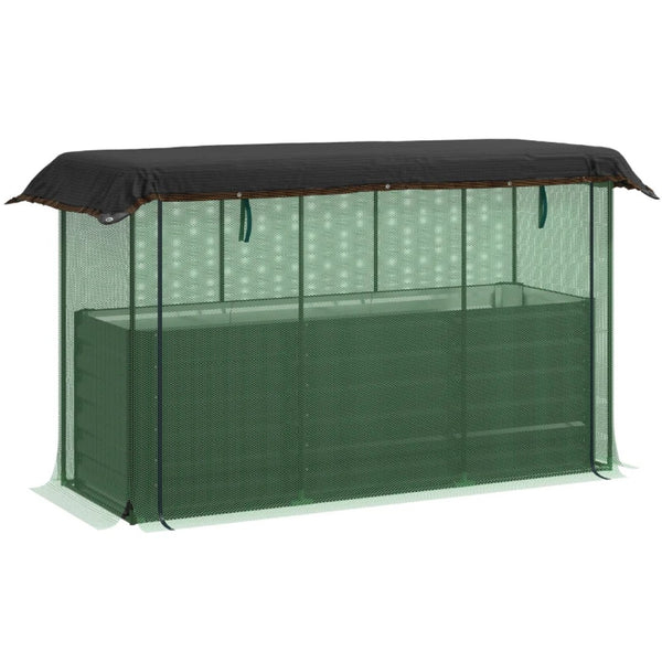 English Elm Galvanized Steel Raised Garden Bed with Hdpe Crop Cage and Shade Cloth Kit T3971P422409
