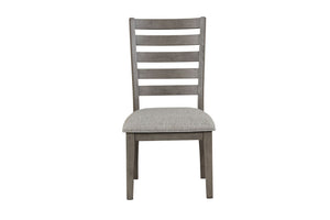 English Elm Casual Gray Ladderback Side Dining Chair Set of 2 – Rustic Solid Wood & Polyester Upholstered Seats, Durable Finish B2699P208966
