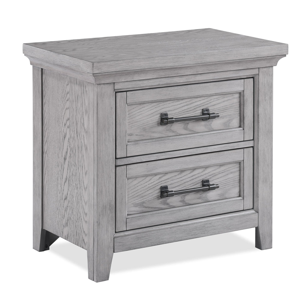 English Elm Light Gray 1pc Nightstand with 2 Drawers, 28"x17"x26.5" Wooden Bedroom Accent with Metal Pulls and Easy Assembly B011P228540