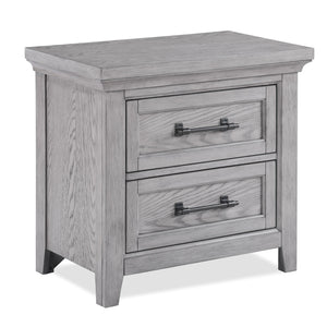 English Elm Light Gray 1pc Nightstand with 2 Drawers, 28"x17"x26.5" Wooden Bedroom Accent with Metal Pulls and Easy Assembly B011P228540