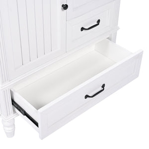 English Elm Christopher Knight Home® - 30" Bathroom Vanity with Ceramic Sink, Acacia & MDF Cabinet, Soft-Close Door & Drawers White N759P346895K