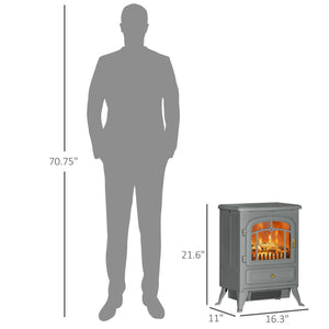 English Elm Homcom 22" Electric Fireplace Heater - Stylish Freestanding Stove With Realistic Led Flames & Safety Features W2225P249840