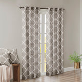 Madison Park Saratoga Modern/Contemporary Fretwork Print Grommet Top Window Curtain Panel MP40-2018 Grey/White