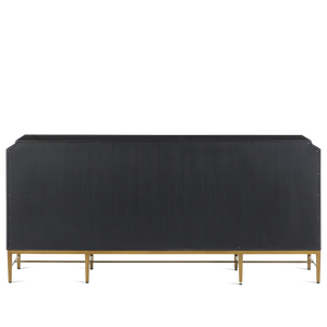 Kallista Blue Credenza - Elegant Dark Sapphire Finish with Antique Brass Accents for Sophisticated Spaces
