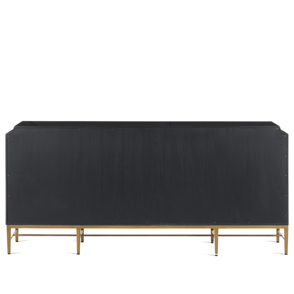 Kallista Blue Credenza - Elegant Dark Sapphire Finish with Antique Brass Accents for Sophisticated Spaces
