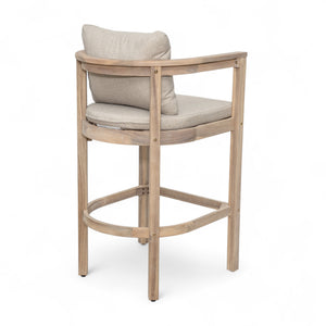 English Elm Christopher Knight Home® - Abaco Acacia Outdoor Barstool Set of 2 with Removable Gray Cushions, Rustic Curved Back Support Beige,Light White N775P294071G