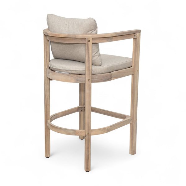 English Elm Christopher Knight Home® - Abaco Acacia Outdoor Barstool Set of 2 with Removable Gray Cushions, Rustic Curved Back Support Beige,Light White N775P294071G