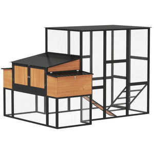 English Elm Spacious Fir Wood Backyard Chicken Coop with Walk-in Run and Dual Nesting Boxes T3971S00216