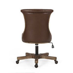 English Elm Christopher Knight Home® - SWIVEL&LIFT Modern Rollback Office Chair with Vertical Channel Stitching, Rubberwood Frame & Casters Brown+Neutral 71885.00DBRNNTL