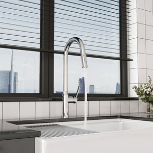 English Elm Bothwa Pull Down Kitchen Faucet with Stainless Steel Spout and Ceramic Cartridge Control Brushed Nickel B2724P262919
