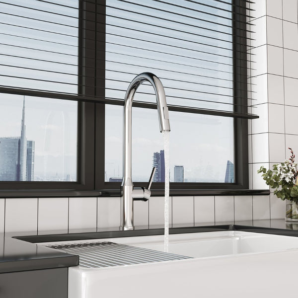 English Elm Bothwa Pull Down Kitchen Faucet with Stainless Steel Spout and Ceramic Cartridge Control Brushed Nickel B2724P262919