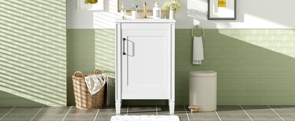 English Elm 20" Modern Bathroom Vanity with Ceramic Sink, Soft-Close Door, U-Shaped Adjustable Shelf & Door Storage Rack for Small Spaces N729P299364K