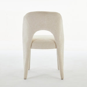 English Elm Beige Chenille Dining Chair Set of 2 with Sculptural Open Back and Iron Frame W3615P500490