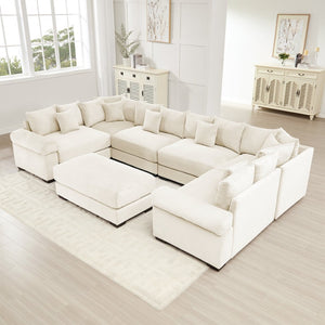 English Elm Oversized Modular Sectional Couch - Cloud-Like Comfort With Extra Wide Armrests & Movable Ottoman! W714S01316-GIGA