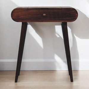 English Elm Solid Wood Mini Dressing Table In California Walnut - Compact Nordic Design With Foldable Mirror B182P279269-GIGA