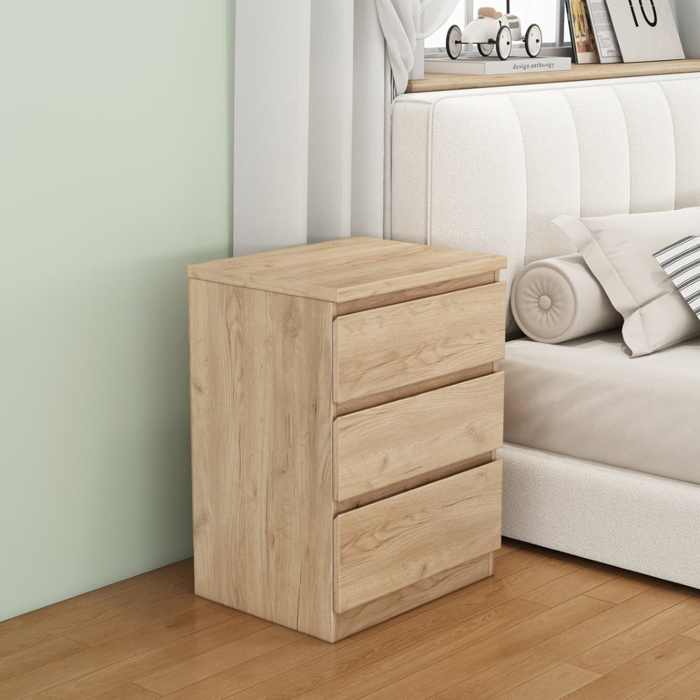 English Elm 19.7-inch Matte Finish Nightstand with Touch Release Drawers for Minimalist Bedrooms W3151P407889