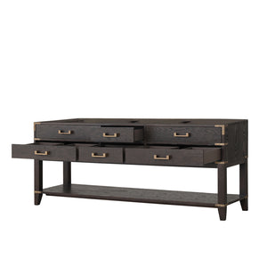 English Elm Brown Oak Double Bath Vanity 80" W x 22" D — Solid Wood Frame, Soft-Close Drawers, Open Shelf Storage and Fully Assembled Elegance B2731P260328