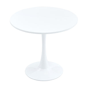 English Elm Table Set With Hourglass-Shaped Round Table & 4 Ergonomic Black Pu Chairs For Modern Dining Spaces W1151S03535-GIGA